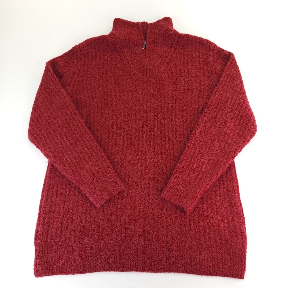 LL Bean Sweater Mens Med‎ Red Quarter Zip Wool Blend Grandpa Outdoors Super Soft